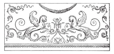 Arabesque, antique painting, vintage engraved illustration.のイラスト素材