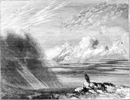 Cumulus Stratus, vintage engraved illustration. Magasin Pittoresque 1842.の写真素材