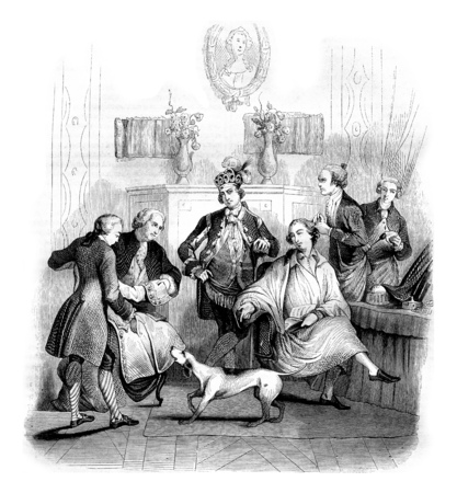 The Matinee of a nobleman, vintage engraved illustration. Magasin Pittoresque 1842.の写真素材