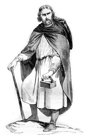 The bardocuculle, Gallic trip, vintage engraved illustration. Magasin Pittoresque 1842.の写真素材