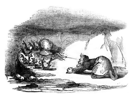 Varek pass. Sami worshiping fetish, vintage engraved illustration. Magasin Pittoresque 1841.の写真素材