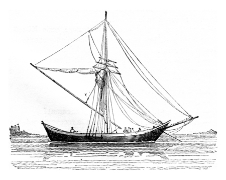 Do Tchicki wet, seen abeam, vintage engraved illustration. Magasin Pittoresque 1842.の写真素材