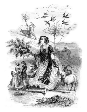 Spring, Allegory, vintage engraved illustration. Magasin Pittoresque 1842.の写真素材