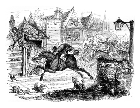 Back to John Gilpin, vintage engraved illustration. Magasin Pittoresque 1842.の写真素材