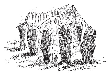 Menhirs lined up by Carnac, vintage engraved illustration. From Natural Creation and Living Beings.
のイラスト素材