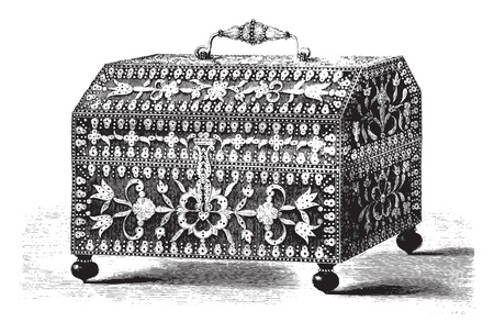 Collection Sauvageot, A Spanish box, vintage engraved illustration. Magasin Pittoresque 1858.のイラスト素材