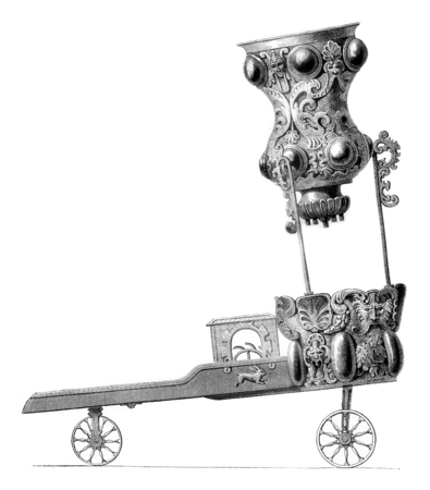 Russian goldsmith, Goblet in vermeil, from a print of the Antiquities of the Russian Empire, vintage engraved illustration. Magasin Pittoresque 1858.の写真素材