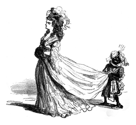 Men, on the contrary, had toads to carry their tails, vintage engraved illustration. From The Tortures of Fashion.の写真素材