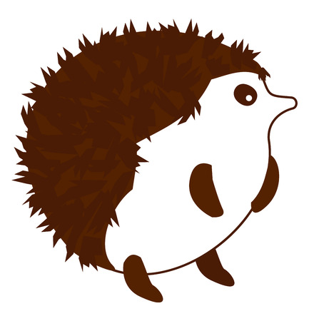 A Porcupine in white color with dark spikes hair standing on two legs  vector color drawing or illustration.のイラスト素材