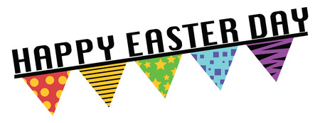 Happy Easter day sign with flags illustration web vector on a white backgroundのイラスト素材