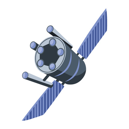Blue satellite vector illustration on white backgroundのイラスト素材