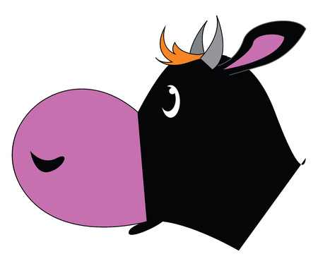 Side view of black cow vector illustration on white background.のイラスト素材