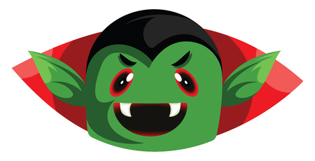 Dracula character green smilling head vector illsutration on white background.のイラスト素材