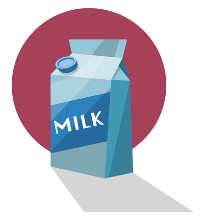 A Milk pouch with cap blue in color in purple background vector color drawing or illustration.のイラスト素材