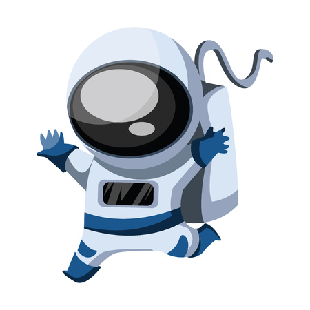Happy running astronaut vecto illustration on white background.のイラスト素材
