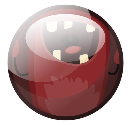 Cartoon character of red monster laughing vector illustration in dark circle on white background.のイラスト素材