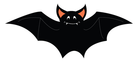 A happy gray colored bat with pink ears, cartoon, vector, color drawing or illustration.のイラスト素材