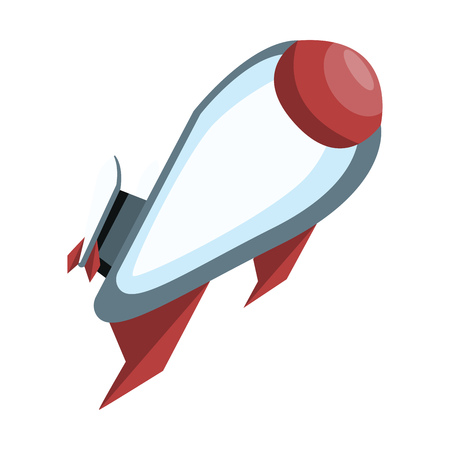 White and red rocket vector illustration on white backgroundのイラスト素材