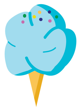 Blue cotton candy with colorfull sprinkles vector illsutration on white background.のイラスト素材