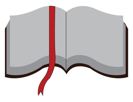 Open book with white pages and red page marker vector illustration on white background.のイラスト素材