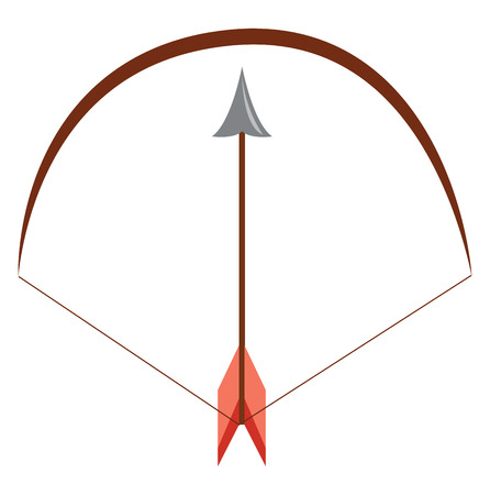 Brown bow and arrow vector illustration on white background.のイラスト素材