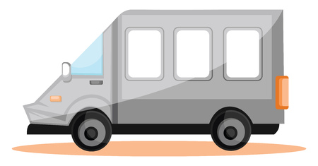 Simple vector illustration of white transport van on white background.のイラスト素材