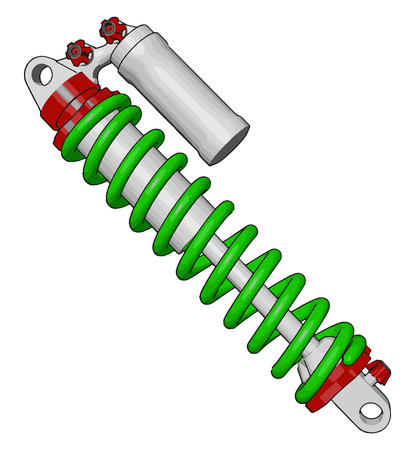 A bike suspension contribute to the handling braking and providing safety and comfort by isolating passenger of bike from road noise bumps and vibrations vector color drawing or illustrationのイラスト素材