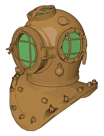 A safety device which covers face and head during ocean or deep diving oxygen mask for marine or deep sea diver vector color drawing or illustrationのイラスト素材