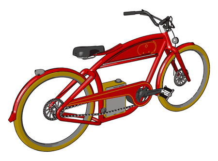 A bicycle or bike is a small human powered land vehicle with a seat two wheels two pedals and a metal chain vector color drawing or illustrationのイラスト素材