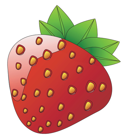 A glossy fresh sweet red berry known as strawberry vector color drawing or illustration のイラスト素材