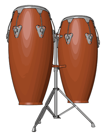 Conga drum shells are made of wood or fiberglass Rims lugs nuts and bolts etc are made up of metal and heads are made from rawhide skin or synthetic materials vector color drawing or illustrationのイラスト素材