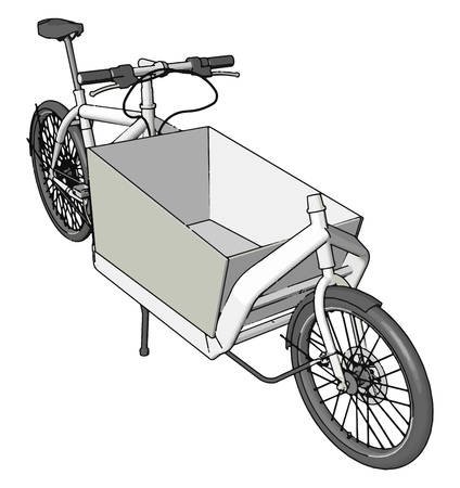 Pattern of bicycle or cycle with trolley or basket in middle of wheels attractive and new design vehicle for travel and transport it also have two wheels two pedals and one seat vector color drawing or illustrationのイラスト素材
