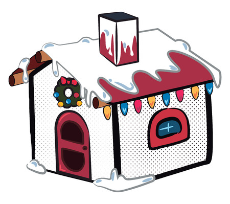 A snow house decorated in Christmas theme with colorful lights vector color drawing or illustrationのイラスト素材
