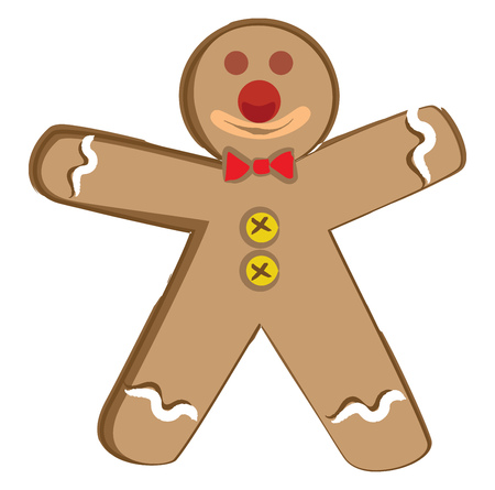 Traditionally gingerbread cookie with whitered & yellow frosting made during Christmas vector color...