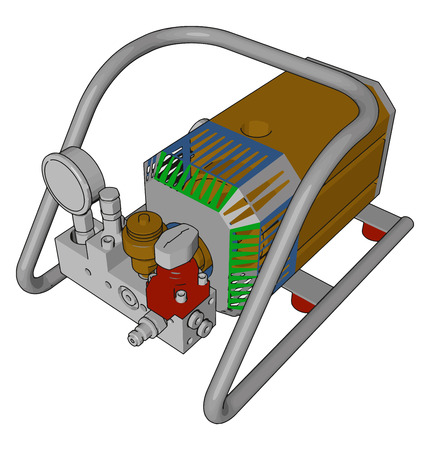 Small mechanical pump used in spraying in agricultural farm Manually started and powerful very efficient vector color drawing or illustrationのイラスト素材