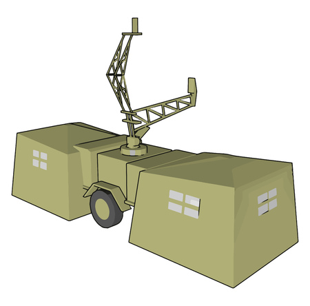 Military radar have a transmitting antenna receiving antenna receiver and processor to determine property of object vector color drawing or illustrationのイラスト素材