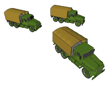 Truck like large vehicle used by army or military to travel on official duty vector color drawing or illustrationのイラスト素材