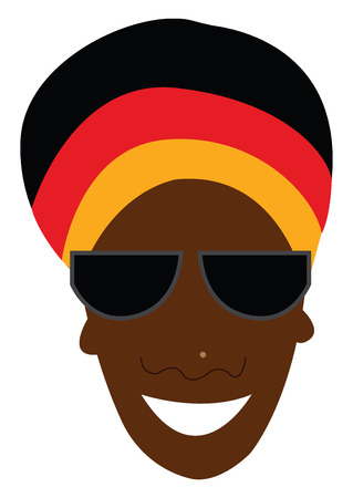 A black woman is wearing colorful hat and black sunglasses vector color drawing or illustrationのイラスト素材