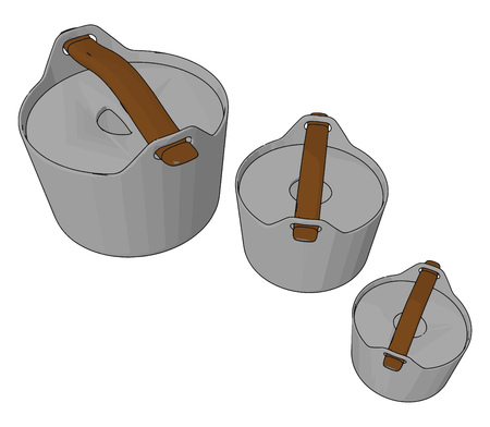 Three different sizes plastic container to put or carry some eatables vector color drawing or illustrationのイラスト素材