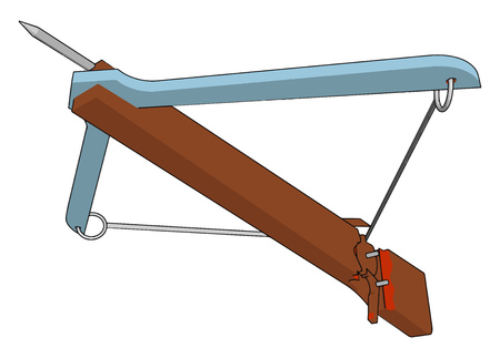 A bow is a semi-rigid but elastic arc with a high-tensile bowstring and arrow is a projectile with a pointed tip vector color drawing or illustrationのイラスト素材