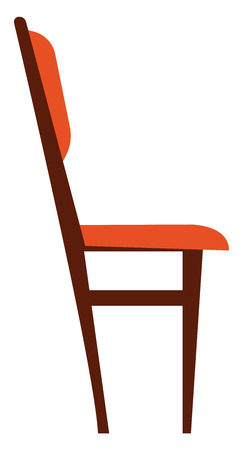 Wooden chair with brown cushioned neck rest and seat vector color drawing or illustrationのイラスト素材
