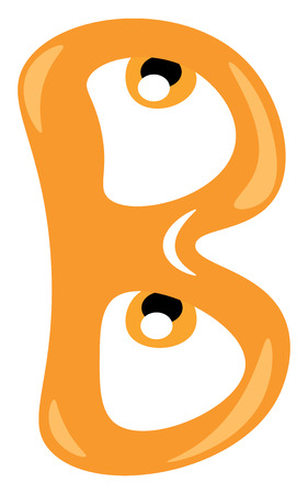 Alphabet b in orange color figurine vector color drawing or illustrationのイラスト素材