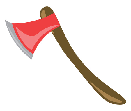 Clipart of an axe with wooden arms and red shinny steel blade vector color drawing or illustrationのイラスト素材