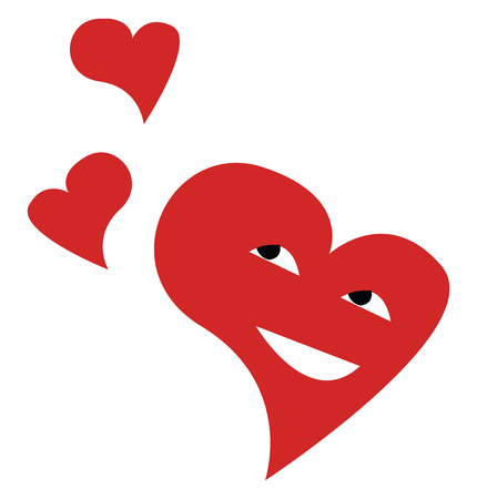 Clipart of three red color heart symbols vector color drawing or illustrationのイラスト素材