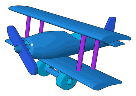A unique biplane toy in blue color looking so attractive used for children playing and entertainment vector color drawing or illustrationのイラスト素材