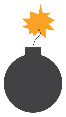 Clipart of a black explosive bomb with strings on fire vector color drawing or illustrationのイラスト素材