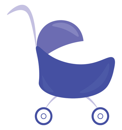 A blue baby carriage or cart for comfortable travelling vector color drawing or illustrationのイラスト素材