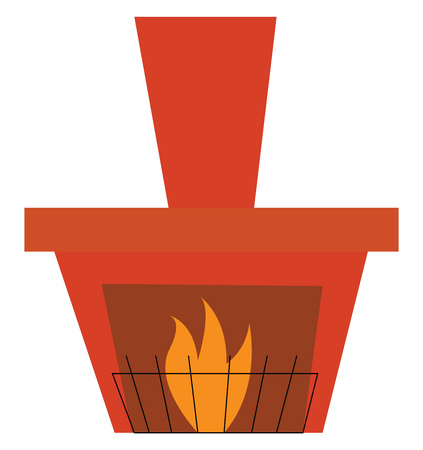 Clipart of a burning fore place with black protective fencing vector color drawing or illustrationのイラスト素材