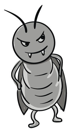 Angry gray cockroach illustration color vector on white backgroundのイラスト素材