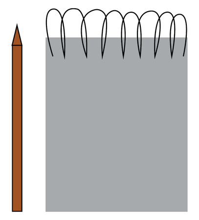 A blank page of spiral sketchbook and pencil to draw vector color drawing or illustrationのイラスト素材